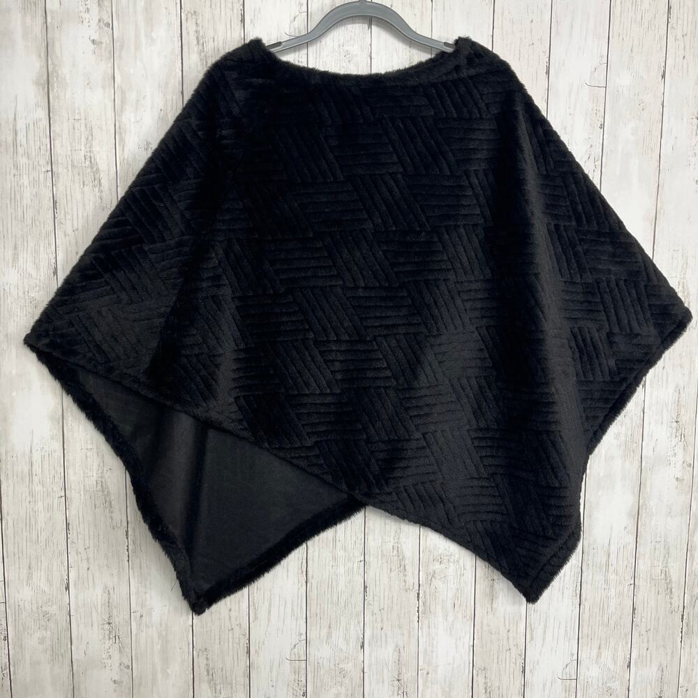 Faux Fur Black Soft Pull Over Sleeveless Warm Winter Fancy Poncho Sweater